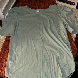 Blue Relaxed Crew Neck Blouse